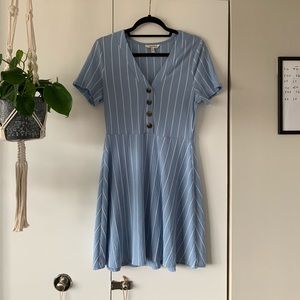 Blue and white striped dress